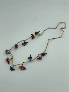 "Collar de pájaro tropical madera pintado rojo azul loros cuentas guacamayo 25""" - Imagen 1 de 9