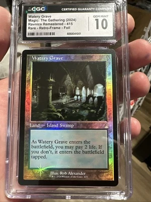 MTG Watery Grave (Retro Frame Foil) Ravnica Remastered CGC Gem Mint 10 Low Pop - Image 1 of 4