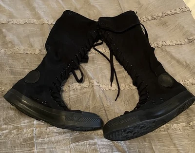 CONVERSE Chuck Taylor All Star Triple Black Knee High Zip Tall Shoes Women's 10 - Photo 1/4