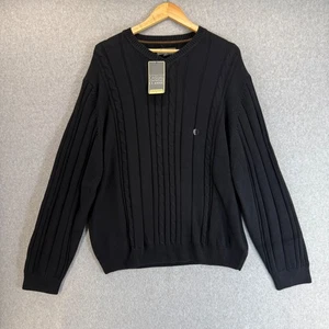 Suéter informal clásico tejido con cable negro Saddlebred cuello en V suéter para hombre talla XXL - Imagen 1 de 10