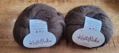 Knit Picks Yarn Reverie 80% Baby Alpaca 20% Acrylic 1.76oz - Chocolate, Lot of 2 - Image 1 of 3