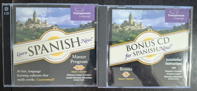 Learn Spanish Now Transparent Language Master Program Version & Bonus CD 2 Lot - Image 1 of 4