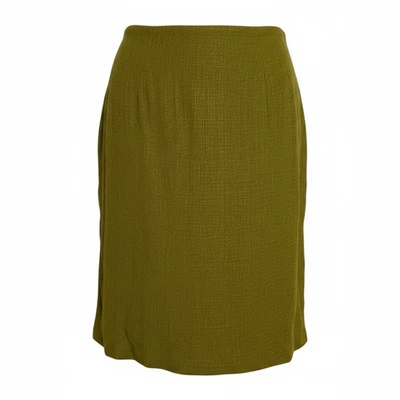 Piazza Sempione Tweed Textured Flat Front Straight Pencil Skirt Green Size 42 - Image 1 of 4