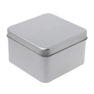 9x9cm Small Metal Tin Silver Storage Box for Case Organizer For Money Coin Candy - Picture 1 of 8