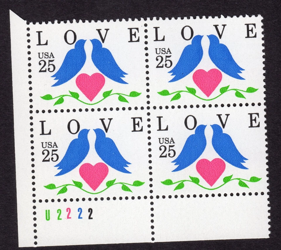 Scott #2440 Love Birds Plate Block of 4 Stamps - MNH P#U2222 LL #2 - Image 1 of 1