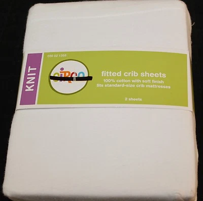 Circo Knit Fitted Crib Sheets White 2 sheets cotton toddler bed sheets new #1358 - Изображение 1 из 4