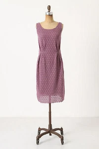  Anthropologie Lilac Purple Lace Eyelet "Gathered Lace Dress"  4 - Picture 1 of 7