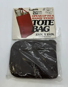 NOS Sealed Vintage Brown Nylon Tote Bag Water Resistant Woolworth 13” x 15” - Picture 1 of 5