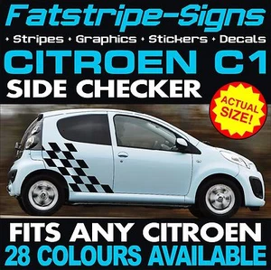 to fit CITROEN C1 GRAPHICS CHECKER FLAG STRIPES CAR DECALS STICKERS 1.0 1.4 VTR - Picture 1 of 1