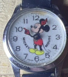 Vintage 70s Walt Disney Bradley Mickey Mouse Watch Swiss Watch #23. Runs - Picture 1 of 14