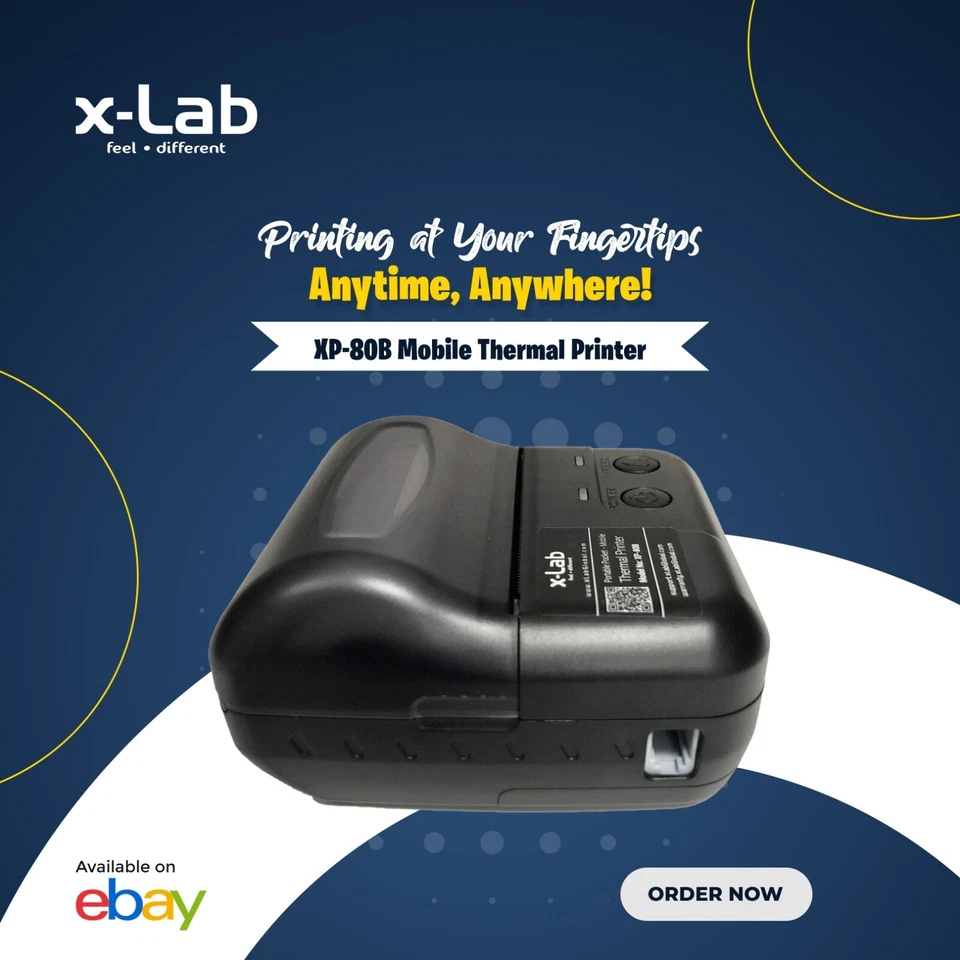 xLab XP-80B Portable Pocket Mobile Thermal Printer | Compact and Lightweight - Image 1 of 4