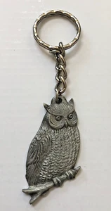 Vintage 1982 Owl Key Chain Rawcliffe Pewter - Picture 1 of 3