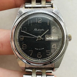 RARE RAKETA 2628.H Black USSR Watch Day/Date Wrist Soviet Vtg PChZ “rolex export - Picture 1 of 21