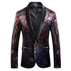 Men's Floral Dress Jacket Suit Blazer Coat Tuxedo Tops Shawl Lapel Dinner Coat
