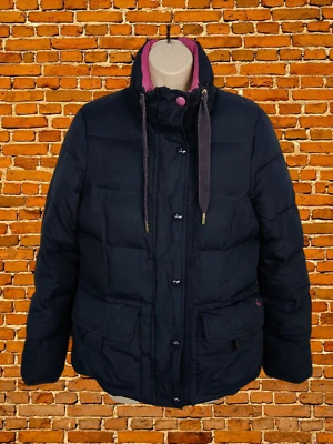 JOULES NAVY BLUE PUFFER JACKET COAT SIZE UK 10 DOWN FEATHER WOMENS PADDED ZIP UP — 第 1/4 张图片