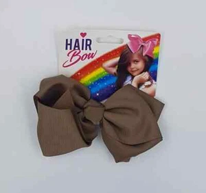 Kinder Mädchen Haar große Schleife Haarspange Schule Band Accessoire - braun - Bild 1 von 1