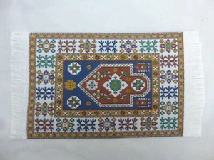 Alfombra para casa de muñecas muestra para vendedores alfombra multicolor talla con flecos pequeños #7 - Imagen 1 de 3