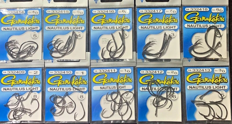 Gamakatsu Hook Nautilus Light Circle Bait NS Black - Choose Saltwater Finesse - Image 1 of 1