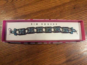 NUEVO Pulsera Kim Rogers Flor Azul Teal En Caja - BK155832BB - Imagen 1 de 3
