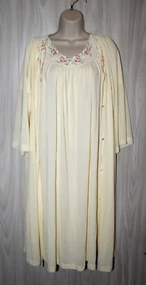 Vintage NightGown Cottagecore Robe Womens Yellow Set LARGE Shadowline Housecoat - Image 1 of 4