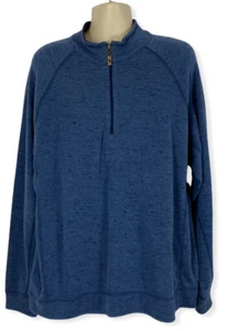 Tommy Bahama Mens XL 1/4 Zip Pullover Reversible Cotton Sweater Blue Heather NWT - Picture 1 of 10