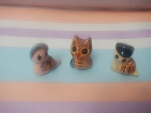 VINTAGE PHILIP LAURESTON MINIATURE FIGURES 2 SNAILS AND AN OWL - Picture 1 of 6