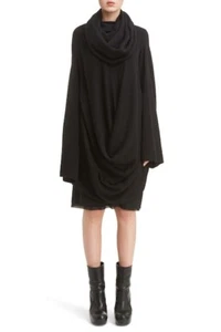 NWT RICK OWENS Virgin Wool Drape Tunic Black RP17F7627M Women's MEDIUM M $1820 - Picture 1 of 3
