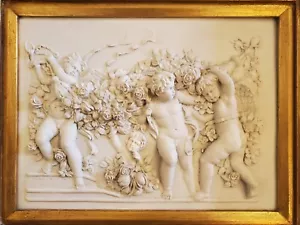 Francois Duquesnoy antico 1892 Parigi marmo fuso rilievo putti cherubini incorniciato - Foto 1 di 12