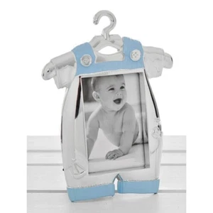 Baby Photo Frame Silver Blue Boy Grow Romper 3 x 4'' New Baby Christening Gift - Picture 1 of 1