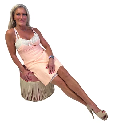 1930s Vintage Peach Rayon Full Slip Ivory Lace Trim sz 34 Never worn - Image 1 of 4