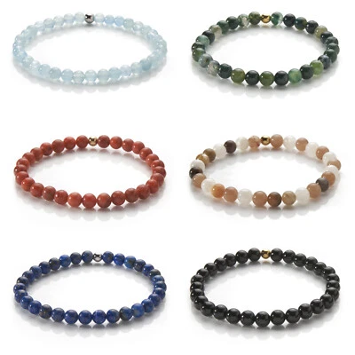 Edelstein Armband - 6mm Kugel-Armband Naturstein - Perlenarmband - viele Farben - Bild 1 von 4