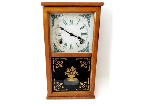 Antique Sessions Regulator  Wall Clock with Key WORKS Runs 8 Day Working Cover