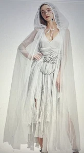 Adult M 8-10 Zombie Ghost Bride Costume Phantom Corpse Dress Cloak Chains Cape - Picture 1 of 24