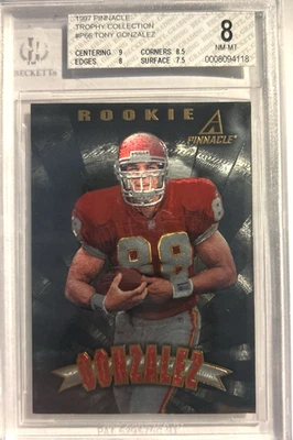 1997 Pinnacle Tony Gonzalez Trophy Collection Rookie BGS 8 HOF Chiefs RC - Image 1 of 2