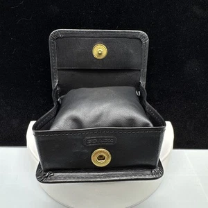 Vintage Coach Origami Wallet Black Buffalo Leather Coin Purse Snap Pocket Case - Picture 1 of 10