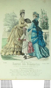 Mode Journal de Demoiselles 1875 # 3999 Thomas Gravure  aquarellee - Picture 1 of 1