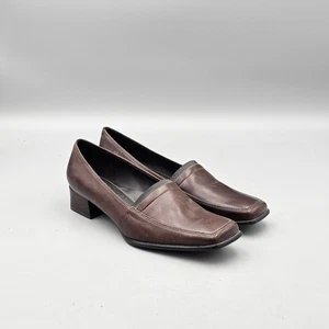 Ecco Women's Size 37 EU 6 US VGC City Oslo Brown Leather Square Toe Pump Heels - Picture 1 of 8