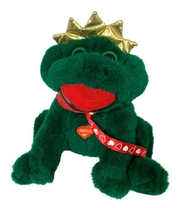 Fun World Plüsch grüner Frosch Plüsch Vintage Squeeze Ribbits Freddie Krone Stofftier - Bild 1 von 4
