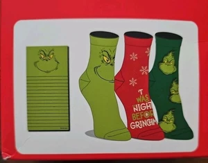 The Grinch Magnetic Note Pad And 3 Pairs Of Mens Grinch Socks NIB - Picture 1 of 3