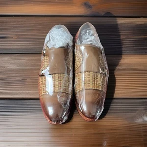 Taft Lucca Double Monk Strap Woven Dress Shoe, Leather Upper, Brown, Sz-42 -9.5 - Picture 1 of 9