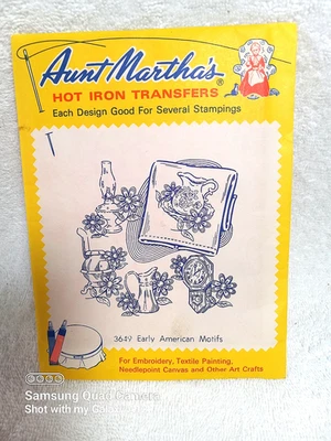 AUNT MARTHAS HOT IRON TRANSFERS # 3649 EARLY AMERICAN MOTIFS - Image 1 of 3