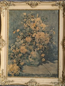 1950s Genuine Fiehl Reproduction Painting Spring Bouquet Pierre Auguste Renoir - Picture 1 of 19