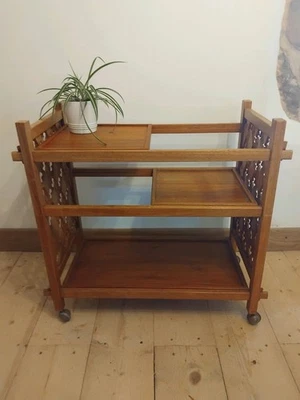 Rare Vintage Mid-Century Teak Trolley Danish Retro Style Interchangeable Shelves - Image 1 of 4