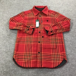 G-Star RAW Naval Overshirt Womens XS Red Scarletta Drew Check Wool Jacket Plaid - Picture 1 of 12