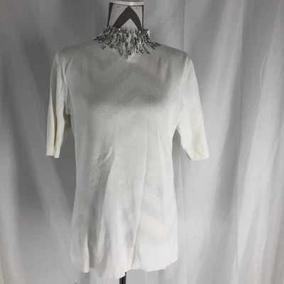 Suéter INC International Concepts Manga Corta Lentejuelas Cuello Alto Blanco XL Foto 1 de 4