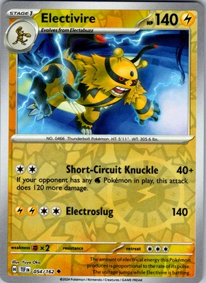 Electivire Reverse Holo 054/162 SV05: Temporal Forces Uncommon - NM - Image 1 of 2