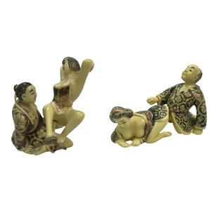 SET OF 4 - Vintage Erotic Shunga Japanese Couple Man Woman Resin Figurines READ - Picture 1 of 24