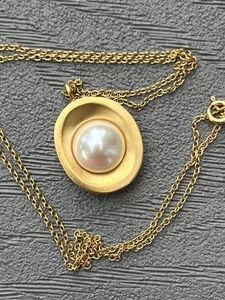 Faux Pearl Pendant Necklace 14kt Matte GF 1993 KHM Metropolitan Museum of Art - Picture 1 of 14