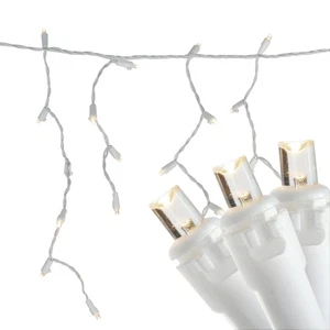 Northlight 100 Warm White LED Wide Angle Icicle Christmas Lights - White Wire - Picture 1 of 3