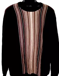 Perry Ellis Men's Sweater Pullover Striped Cotton Blend Pullover Brown Size 2XL - Picture 1 of 5